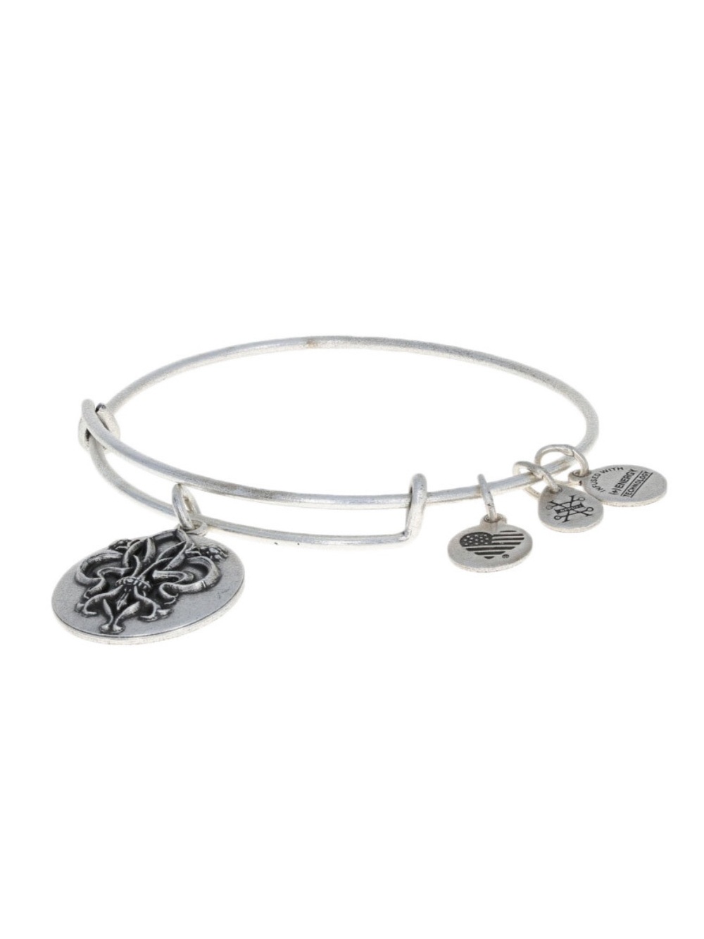 NWT! Alex and Ani Fleur de Lis Charm Bangle Bracelet - Silver